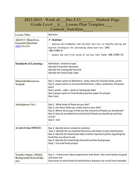 The Six Essential Nutrients Lesson Plan And Worksheet Nutrient Gambaran
