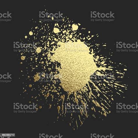 Gold Acrylic Paint On The Black Background Vector Illustration Stock