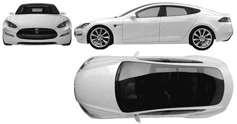 2011 Tesla Model S Sedan V2 Blueprints Free Outlines