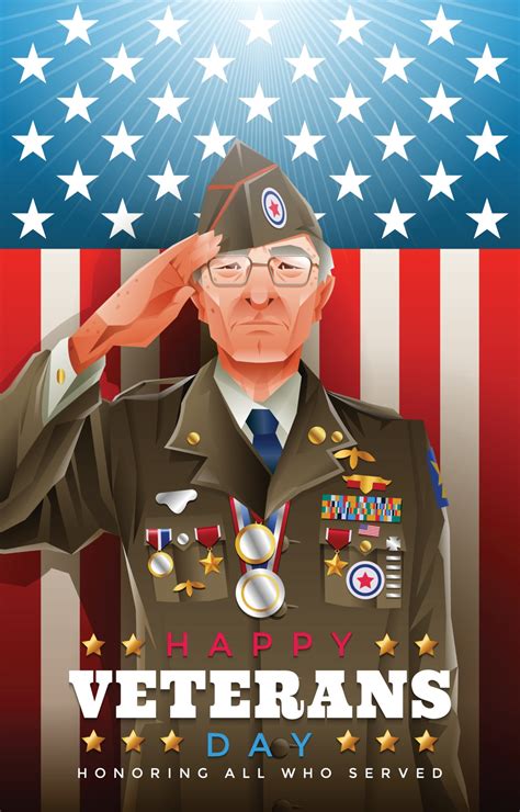 Old Veteran Soldier Saluting On Veterans Day 3205773 Vector Art At Vecteezy