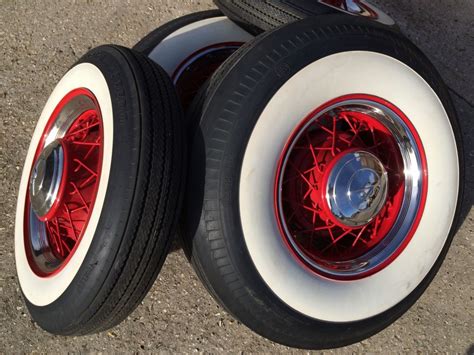 Hotrod Kelsey Hayes 15 X 5 12 Wire Spoke Wheels With White Wall Tyres 40s Ford V8 Rods N