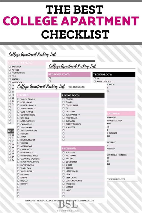 The Best College Apartment Checklist Ever With Pdf By Sophia Lee