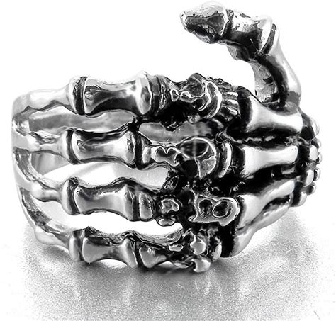 Gothic Skeleton Rings Skull Hand Rings Bone Skull Finger Bone Ring For