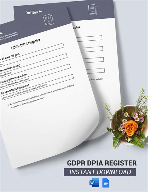 GDPR DPIA Register In Word Google Docs Download Template Net