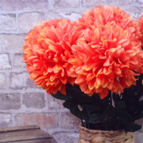 pompom chrysanthemum carnival orange 80cm artificial flowers