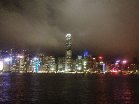 Hong Kongs Night View From Tsim Sha Tsui Victoria Harbour Side Hong