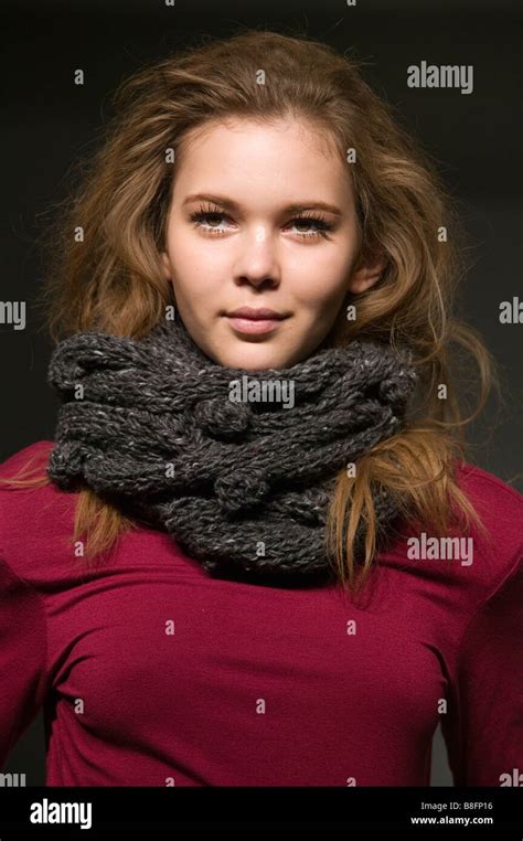 London Fashion Week February 2009 Model Wearing A Thick Woolly Scarf