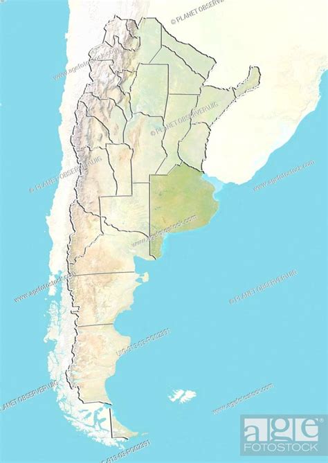 Relief Map Of Argentina Showing The Province Of Buenos Aires Stock