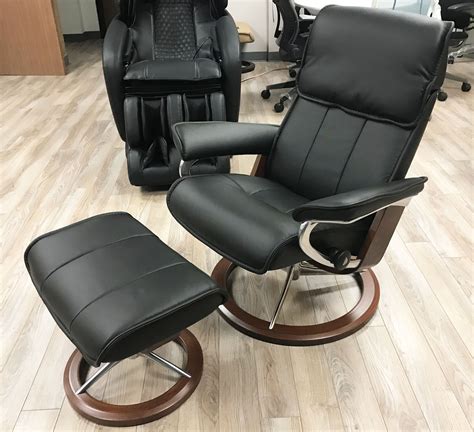 Chair and ottoman set leather chair with ottoman stressless chair ergonomic swivel pu leather lounge armchair accent chair for home office living room black. Stressless Admiral Signature Base Paloma Black Leather ...