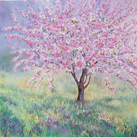 Spring Cherry Blossom Spring Tree Blossom Painting Mixed Media