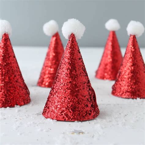 christmas mini red glitter santa hats diy christmas hats glitter christmas christmas party