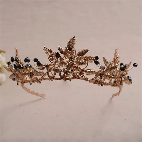 Vintage Wedding Tiara Gold Butterfly Crown Bridal Hair Accessories