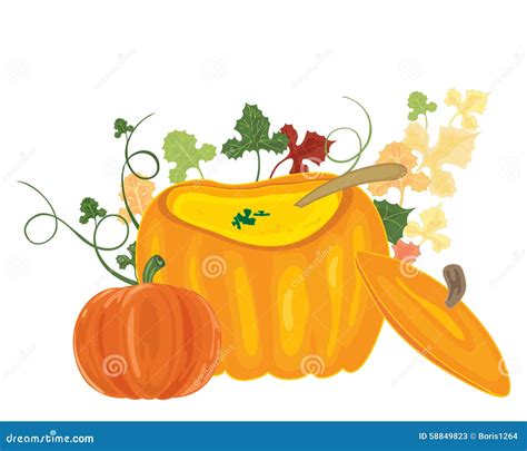 Pumpkin Soup Bowl Stock Vector Illustration Of Appetizer 58849823