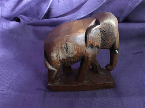 Antique Carved Wood Elephant Sculpture Carving Wooden Elephant Etsy