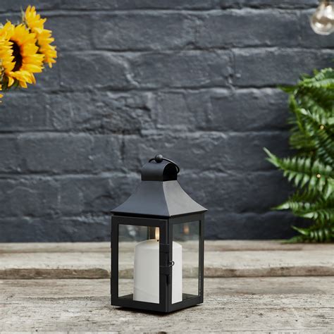 25cm Albury Black Garden Lantern With White Truglow Candle