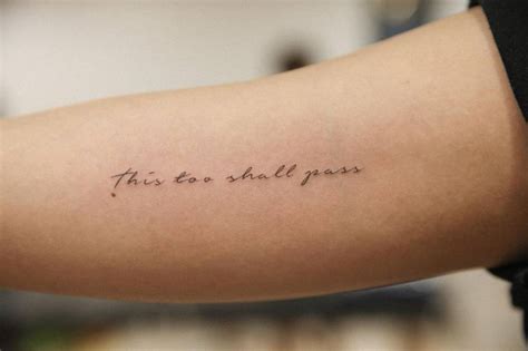 This Too Shall Pass Lettering Tattoo On The Inner