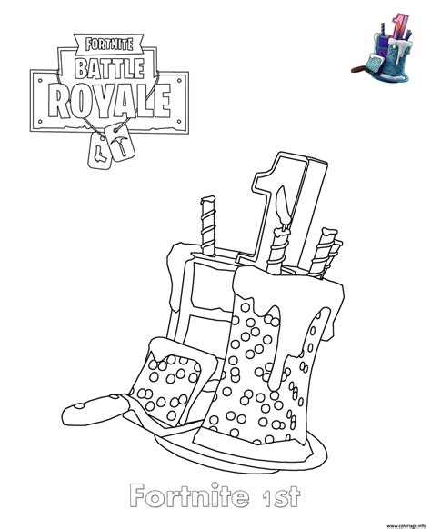 Print this big, bold birthday cake for some colouring fun! Coloriage 1st Birthday Cake Fortnite - JeColorie.com