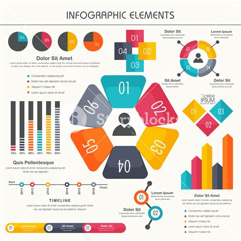Colorful Business Infographic Elements Set Including Statistical Bar