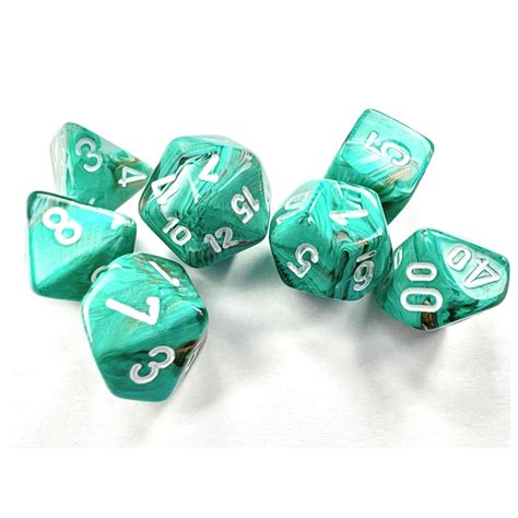 Chessex Marble Mini Polyhedral Dice Oxi Copper White 7τμχ Skroutz Gr