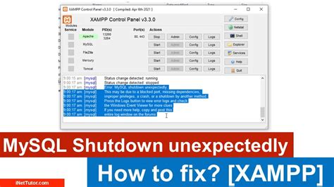 How To SOLVE MySQL Shutdown Unexpectedly In XAMPP YouTube