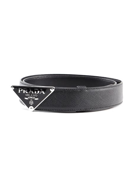 Prada Triangular Logo Buckle Belt In Grey Modesens Belt Black