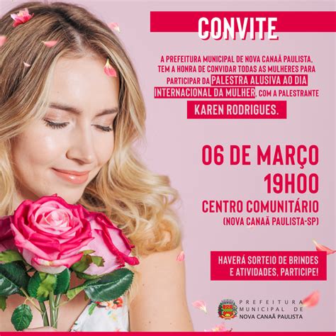 Palestra alusiva ao Dia Internacional da Mulher Prefeitura Municipal de Nova Canaã Paulista