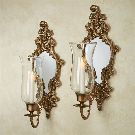 Athea Antique Brass Mirrored Wall Sconce Pair