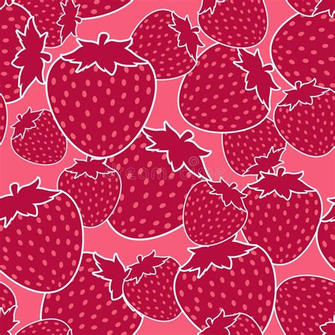 Red Strawberry Seamless Pattern Red Strawberry Mix Stock Vector