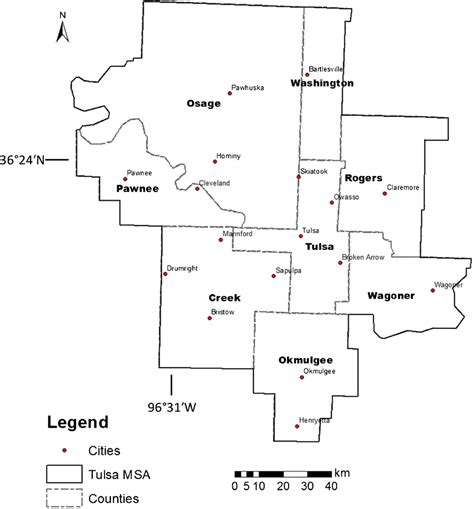 Map Of Tulsa Msa Showing Counties And Cities Download Scientific Diagram