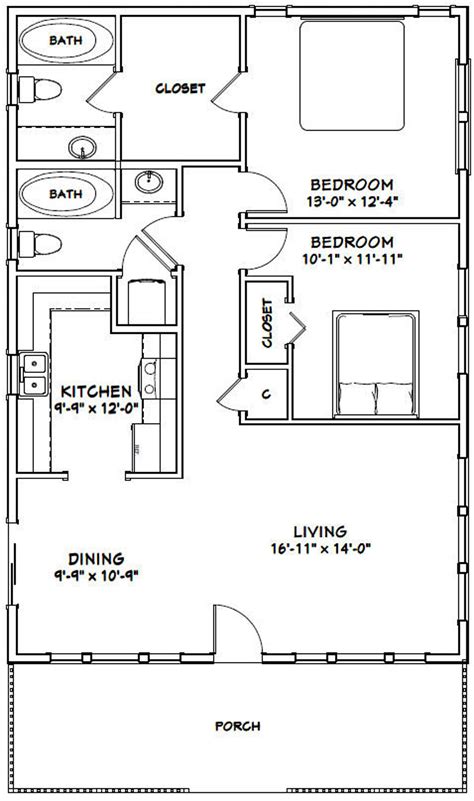 2 bedroom house and tiny house 2 bedroom are very popular size range as a granny flat at present as a lot of people can build a small second home on the small moden house plan 2 bedroom 2 bath. 28x40 House 2-Bedroom 2-Bath 1120 sq ft PDF Floor | Etsy ...