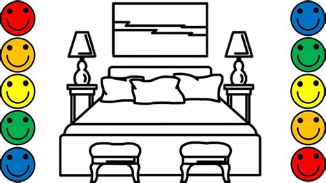 Drawing For Kids How To Draw Bedroom And Coloring Pages💚💚 Bedroom