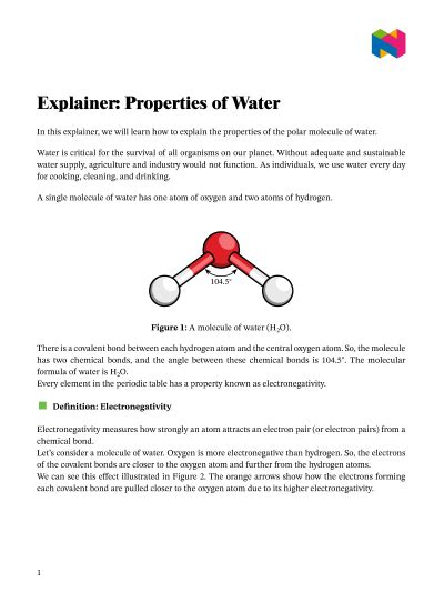 Lesson Properties Of Water Nagwa