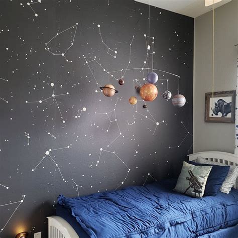 Custom Star Map Constellation Mural Wallpaper Star Map Bedroom Decor
