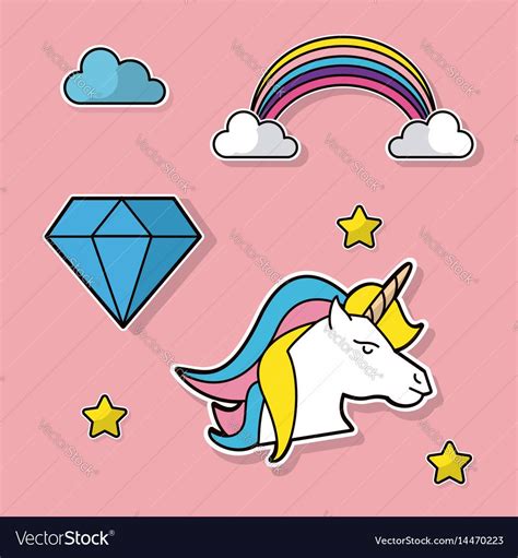 Diamond Vector Star Cloud Unicorn Rainbow Free Vector Art Royalty