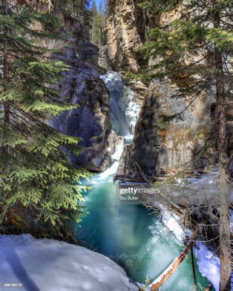 Johnston Canyon Waterfall High Res Stock Photo Getty Images