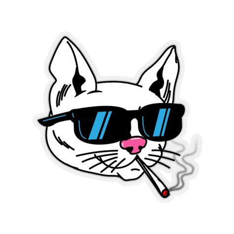 Funny Cool Cartoon Cat Smoking A Joint Toking A Doobie Etsy