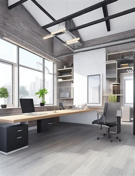 Premium Ai Image Modern Office Interior Design Loft Concept 3d Rendering