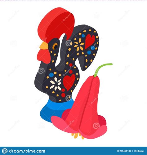 Portuguese Souvenir Icon Isometric Vector Ceramic Rooster And Madera