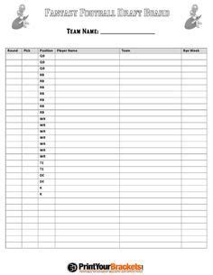 Check out our football draft board creator which allows you to design and print your own custom large draft board to track your entire league's draft. Printable Fantasy Football Draft Board Sheet (With images ...