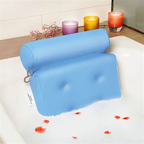 Spa Bath Pillow Breathable 3d Mesh Bathtub Pillow With 4 Suction Cups Neck And Back Support