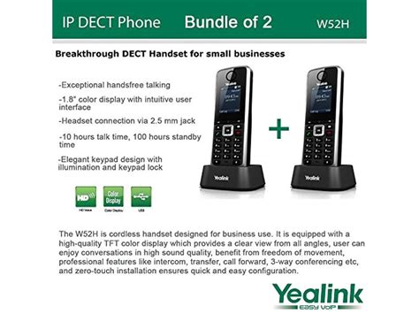Yealink W52h 2 Pack Sip Cordless Voip Phone System For Business