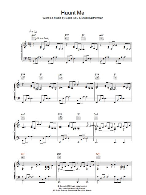 Sade Haunt Me Sheet Music Notes Download Printable Pdf Score 38563