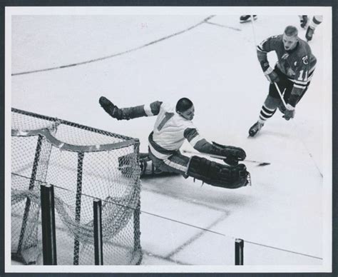 Lot Detail Terry Sawchuk Red Wings Goalie Flies Through To Air To Make Spectacular Save