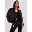 Black Vinyl Quilted Bomber Jacket  Missguided