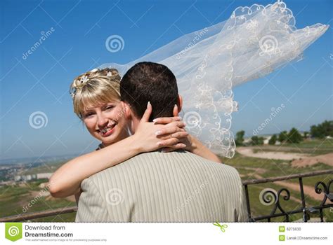 Groom And Bride Embracing Outdoor Stock Photo Image Of Flying Girl