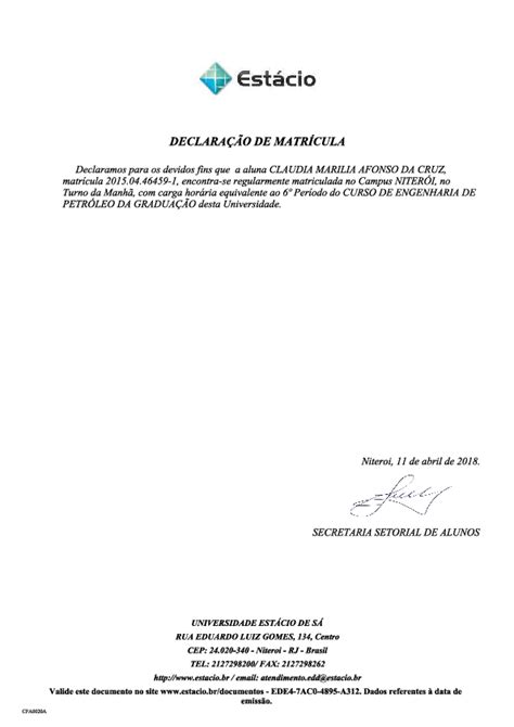 Pdf Declaração Estacio Oriano Menezes