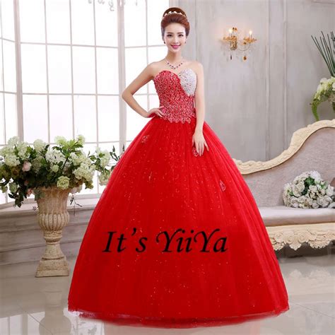 Buy Free Shipping New 2017 Red Sequins Princess Strapless Sex Wedding Dresses