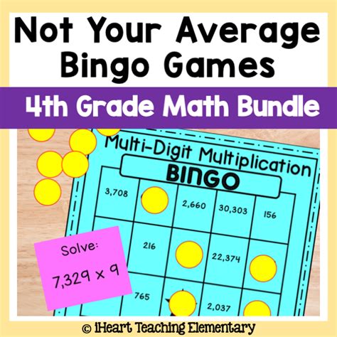 4th Grade Math Review Games Bingo Bundle Iheart Teaching Elementary