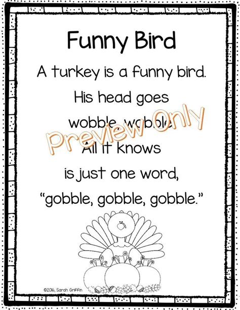 Funny Bird - Thanksgiving Poem for Kids | Thanksgiving poems, Turkey