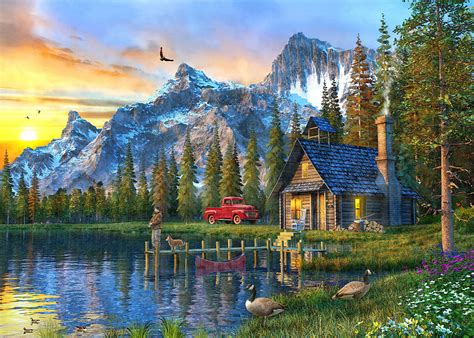 Sunset At Log Cabin Painting By Dominic Davison Pixels